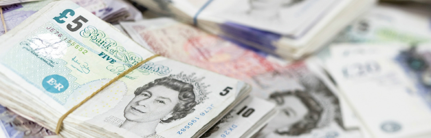 Bundles of UK cash